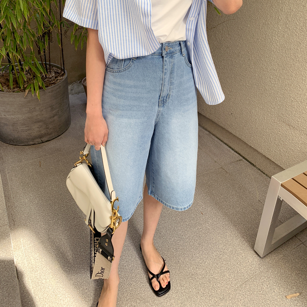 레이다 데님 버뮤다 팬츠 - 상세 이미지 2