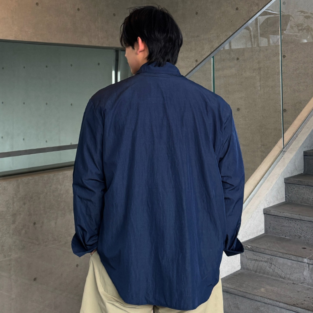 1+1 남자 라갈 루즈 오버핏 봄 여름 얇은 냉감 쿨 나일론 셔츠 남방 - 상세 이미지 5
