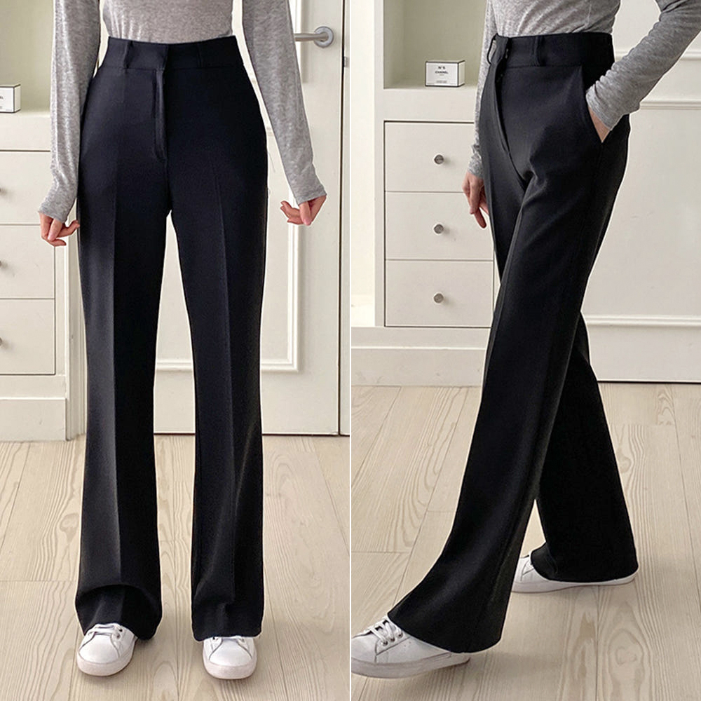 하이웨스트 와이드슬랙스 세미 여성와이드팬츠 통바지 여자 슬랙스 가을 정장바지 차콜 그레이