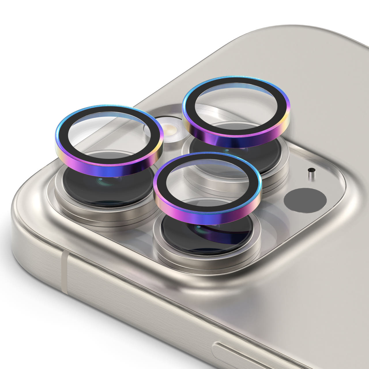 카메라 렌즈 프레임 메탈 링 빛번짐방지 강화유리 보호필름 오로라 아이폰16 프로, 1매입