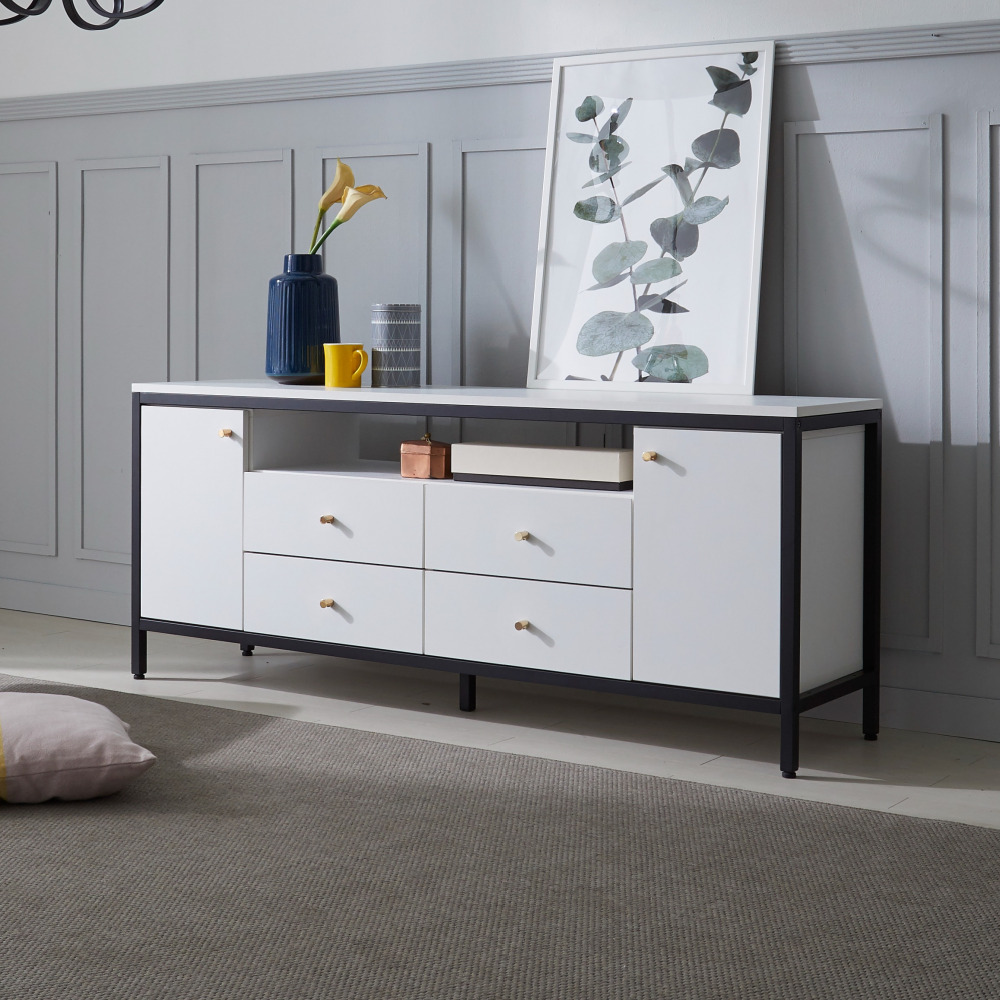 세 1600거실장 높은tv장테이블 멀바우 철제티비다이 오디오장식장