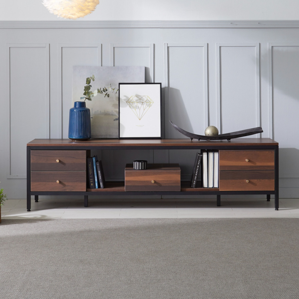 네 1800거실장 높은tv장테이블 멀바우 철제티비다이 오디오장식장