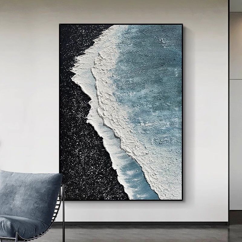 바다 그림 파도 유화 캔버스 고급 액자 무제 A 알루미늄합금 블랙프레임 70x100cm - 상세 이미지 2