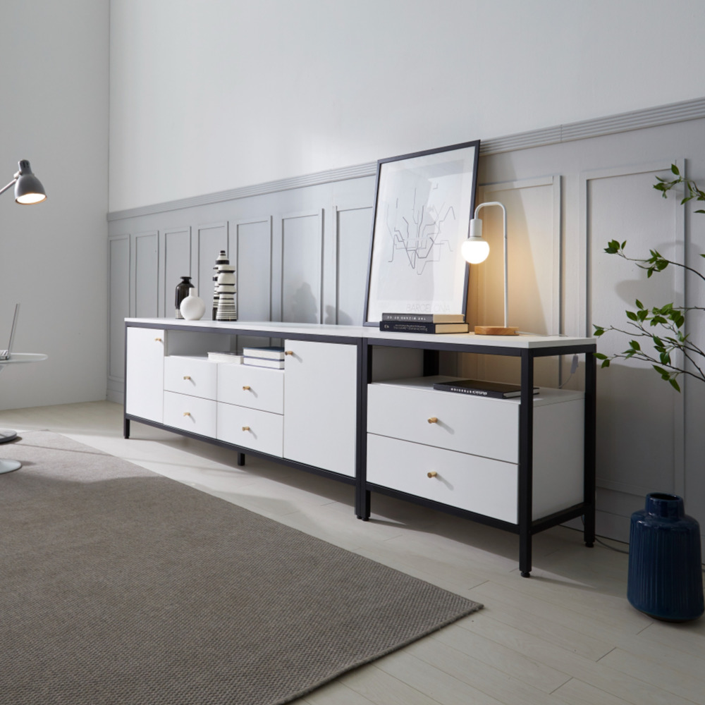 세 1600거실장 높은tv장테이블 멀바우 철제티비다이 오디오장식장