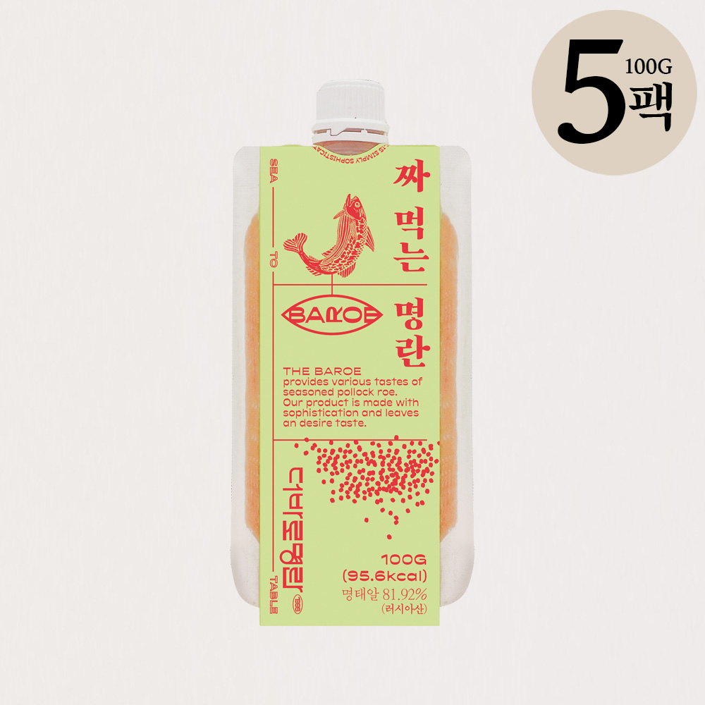 더바로명란 짜먹는명란 알만 담은 저염 백명란 튜브 파우치 100g, 5개 - 상품 이미지