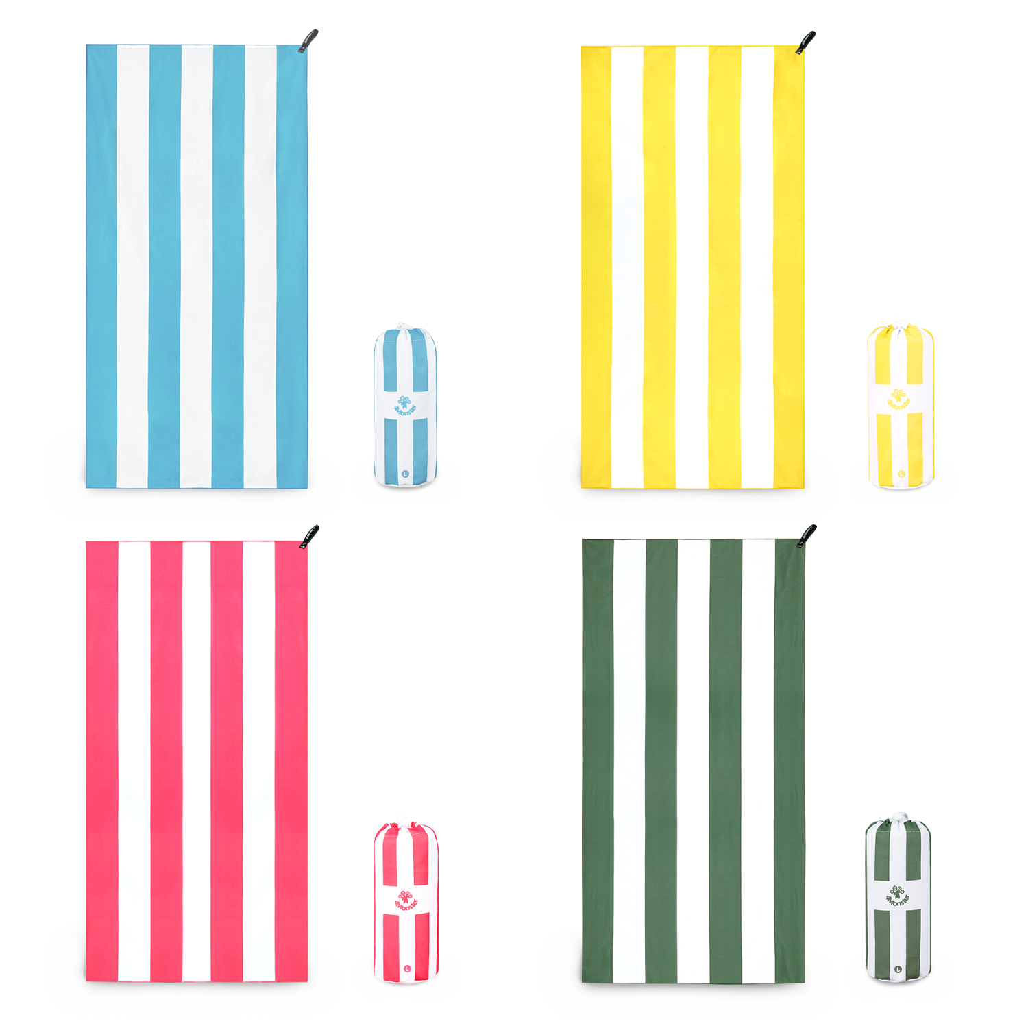 4몬스터 비치타올 스트라이프 극세사 대형 타월 다용도 수건 파우치