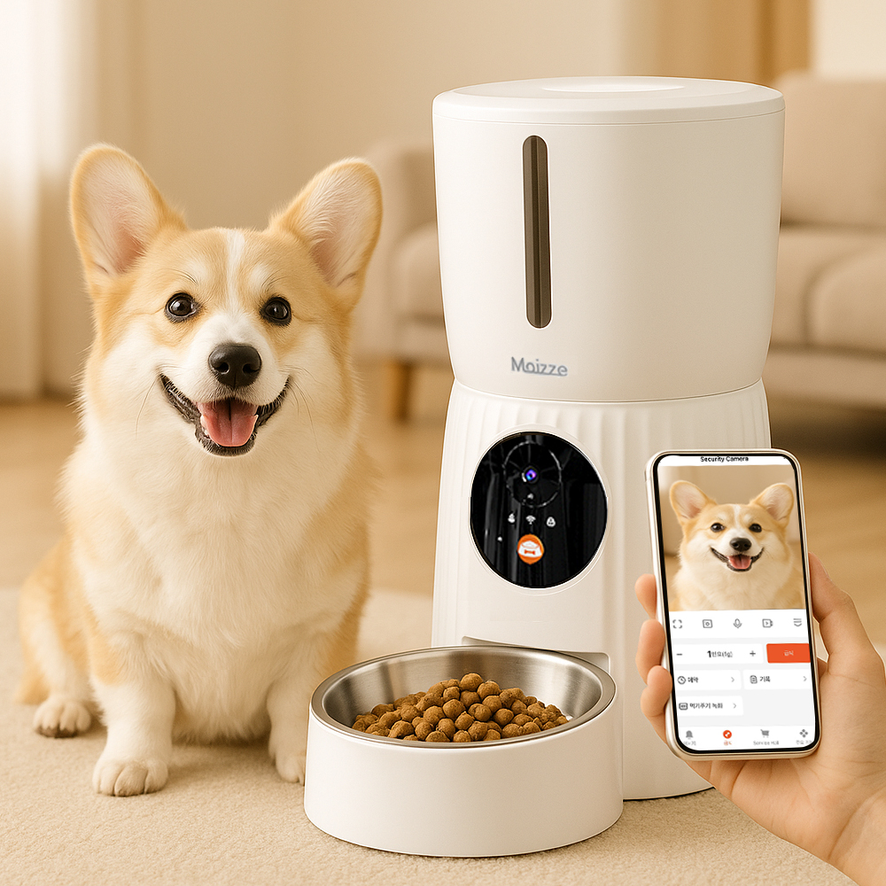[모이쯔] Wi-Fi 반려견 반려묘용 스마트 자동급식기 6L 대용량 원격제어 - 상품 이미지