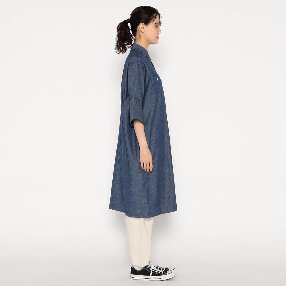 단톤 원피스 WOMEN'S COTTON CHAMBRAY WORK SHIRT DRESS 25SS 반팔 셔츠 DNB251L203-0006 - 상세 이미지 4