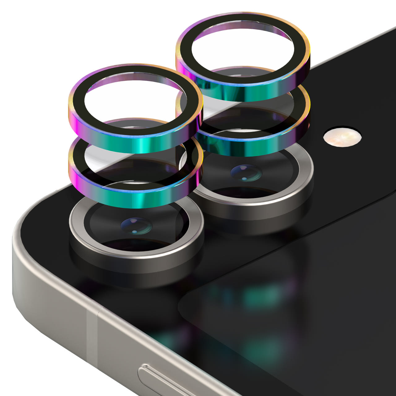 카메라 렌즈 프레임 메탈 링 빛번짐방지 강화유리 보호필름 오로라 갤럭시Z 플립6, 2매입