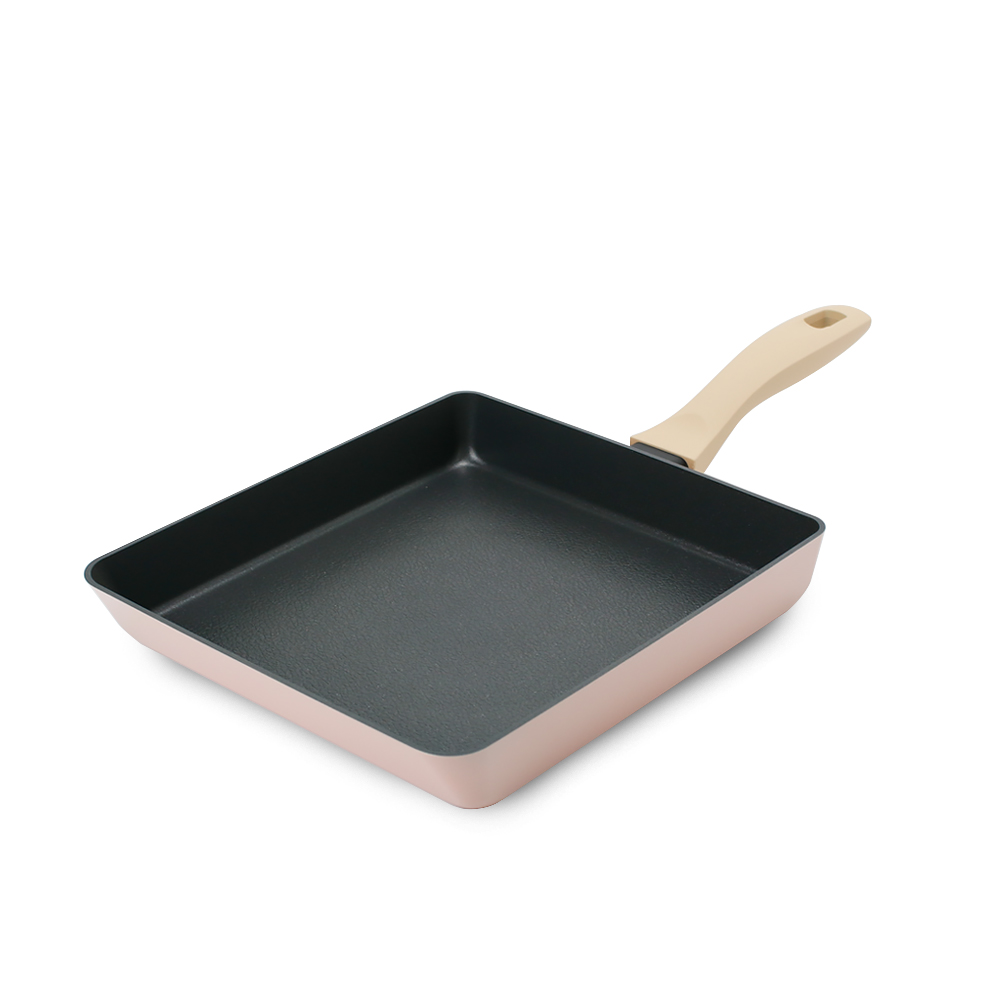 블룸스토리 IH 인덕션 논스틱코팅 멀티팬 24cm, 사각팬 핑크 - 메인 이미지