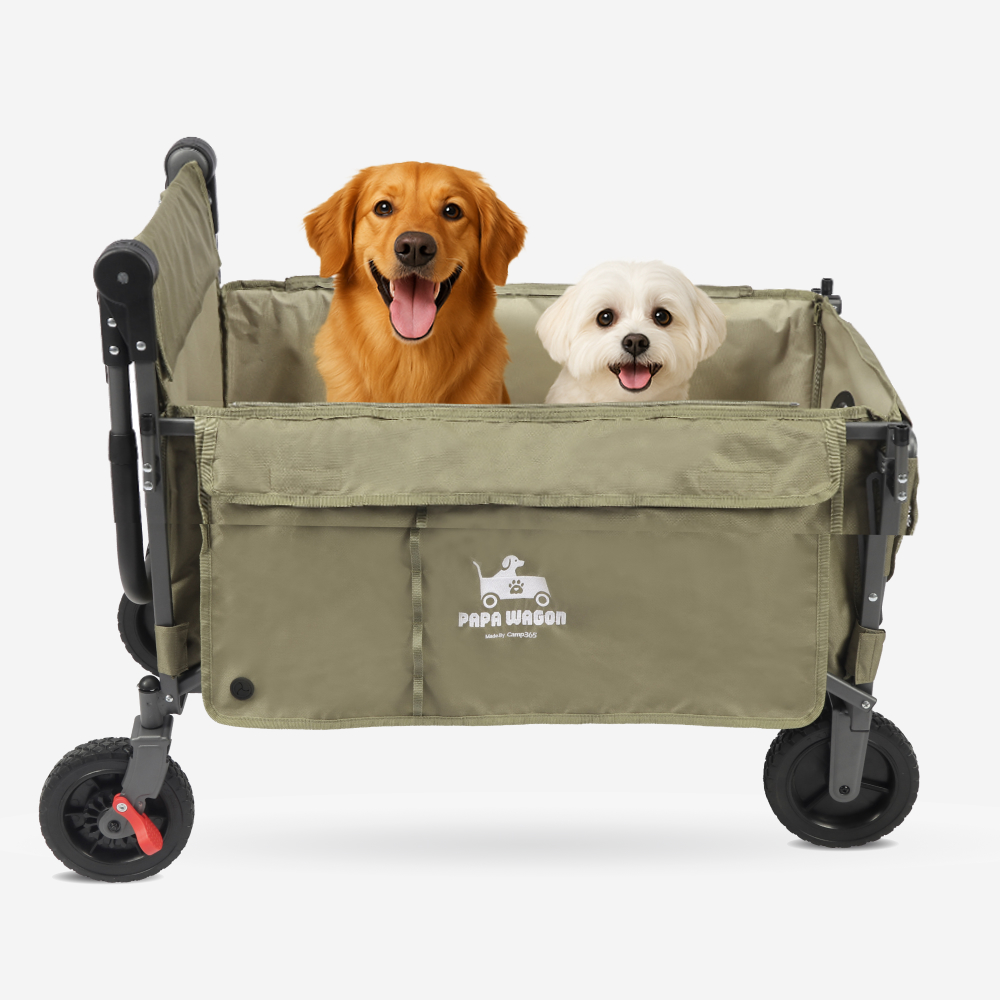 파파웨건 특대형 저상형 강아지유모차 개모차 캐노피 노견 대형견 다견용 강아지웨건 브레이크