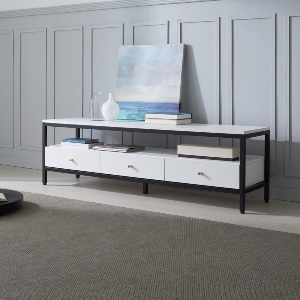 네 1600거실장 높은tv장테이블 멀바우 철제티비다이 오디오장식장