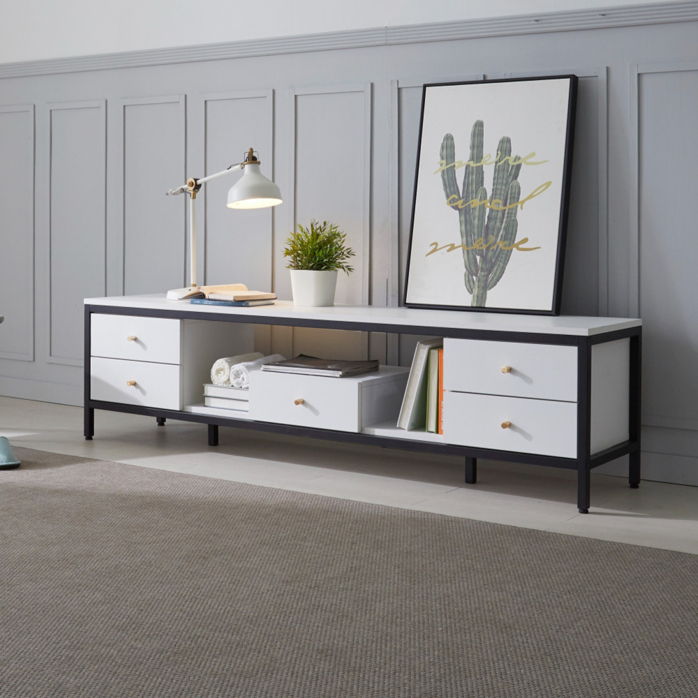 네 1800거실장 높은tv장테이블 멀바우 철제티비다이 오디오장식장