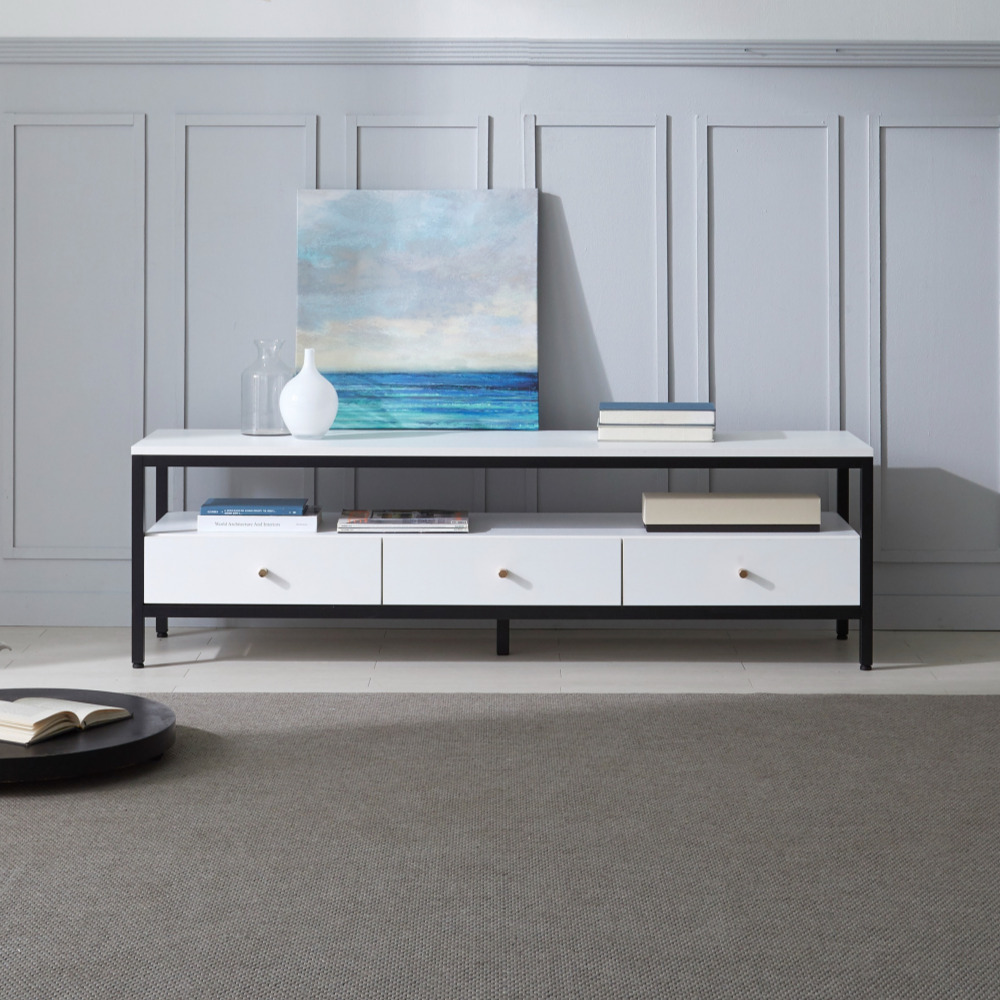 네 1600거실장 높은tv장테이블 멀바우 철제티비다이 오디오장식장