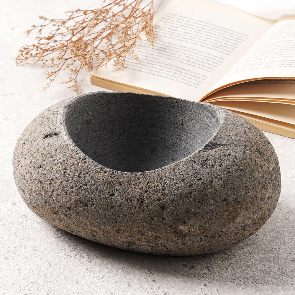 파인다이닝 발리 자연석 스톤 오발 볼 샐러드 파스타 디저트볼 1개, 19.5cm - 상세 이미지 5