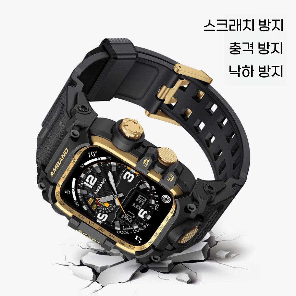 애플워치 10세대 스트랩 메탈 눈금 케이스 베젤 일체형 스포츠 실리콘 밴드 - 상세 이미지 5