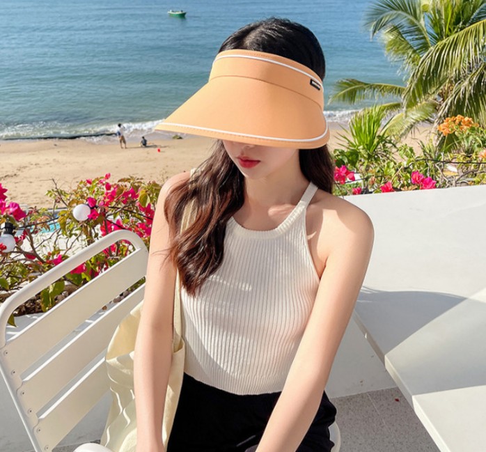자외선차단 햇빛 선캡 가리개 챙넓은 여성 나들이 모자 선캡 - 상품 이미지