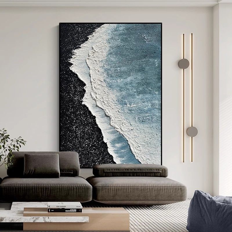 바다 그림 파도 유화 캔버스 고급 액자 무제 A 알루미늄합금 블랙프레임 70x100cm - 상세 이미지 4