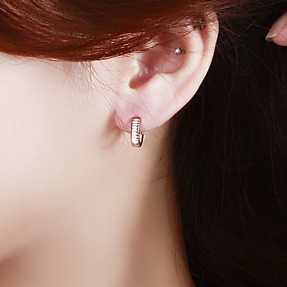 14K 원터치 볼드 귀걸이 빗살 톱니바퀴 링 귀걸이 이미지 6