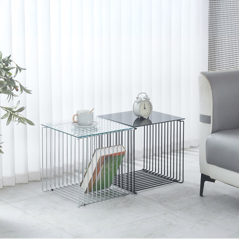 리벤 와이어 선반 협탁 큐브형 철재 사이드테이블 - 상세 이미지 2