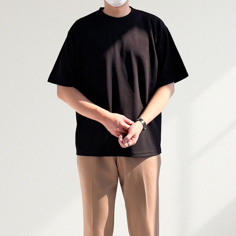 1+1+1 링클프리반팔티 무지티 쿨티 남자흰티 - 상품 이미지