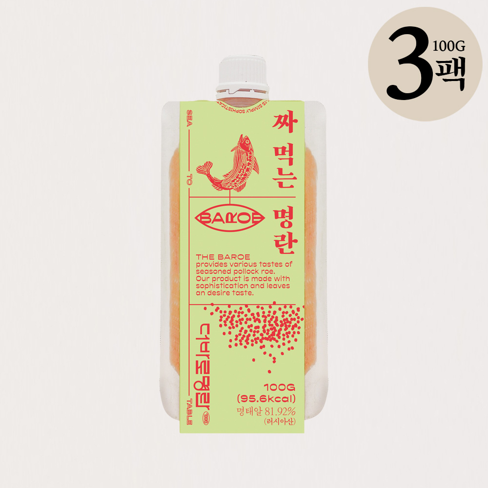 더바로명란 짜먹는명란 알만 담은 저염 백명란 튜브 파우치 100g, 3개 - 상품 이미지