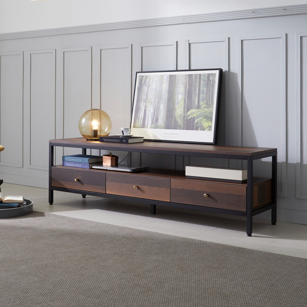 네 1600거실장 높은tv장테이블 멀바우 철제티비다이 오디오장식장