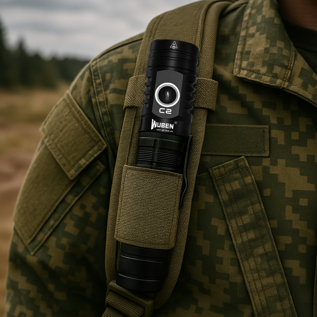 우벤 C2 군용 전술 랜턴 2000루멘 고성능 후레쉬 충전식 LED 손전등 택티컬 라이트
