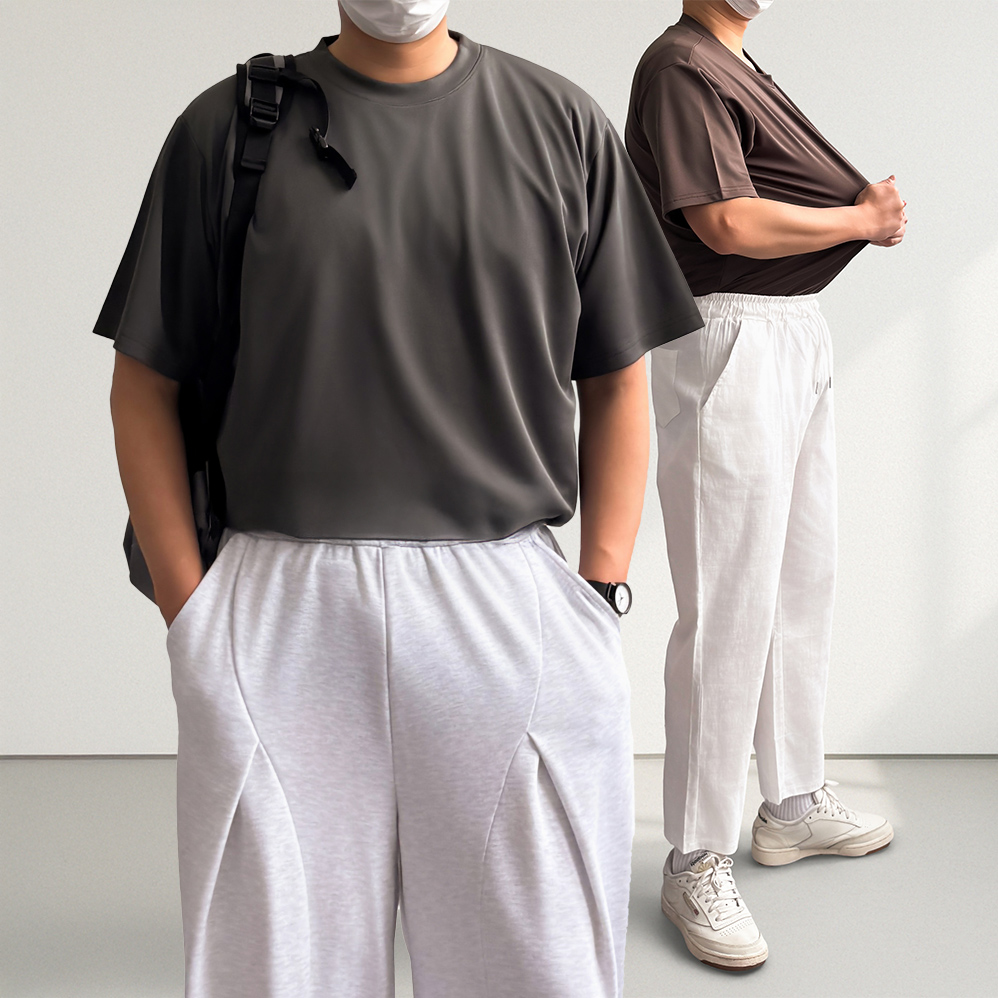 1+1 무지티 쿨티 메쉬반팔티 냉감티셔츠 - 상품 이미지