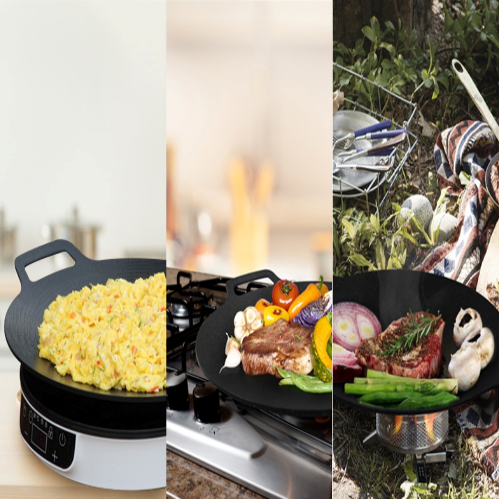 자이글 국산 캠핑 그리들 38cm 대형 불판 + 우드손잡이 + 가방 + 스텐요리돔 세트