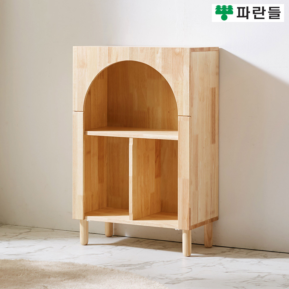 파란들가구 18T고무나무원목 라운드 2단책장 다용도수납장 - 상세 이미지 2