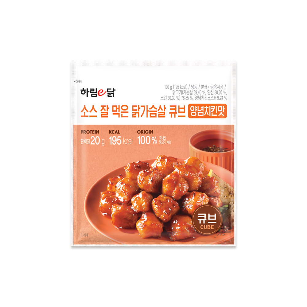 하림이닭 소스 잘 먹은 닭가슴살 큐브 양념치킨맛 100g : 주식회사 하림