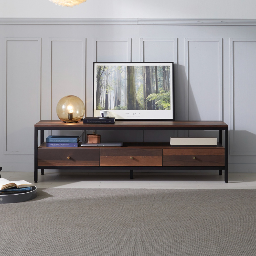 네 1600거실장 높은tv장테이블 멀바우 철제티비다이 오디오장식장