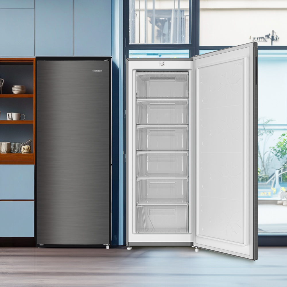 더함 소형 미니 냉동고 스탠드 서랍형 냉동고 메탈실버 177L