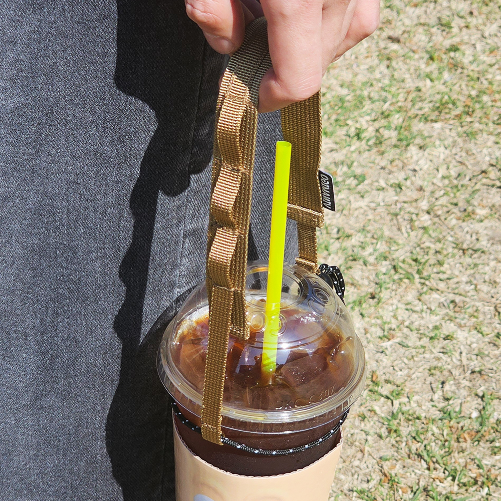 핸디루프 텀블러 스트랩 테이크아웃 컵 손잡이 홀더 브라운 - 상품 이미지