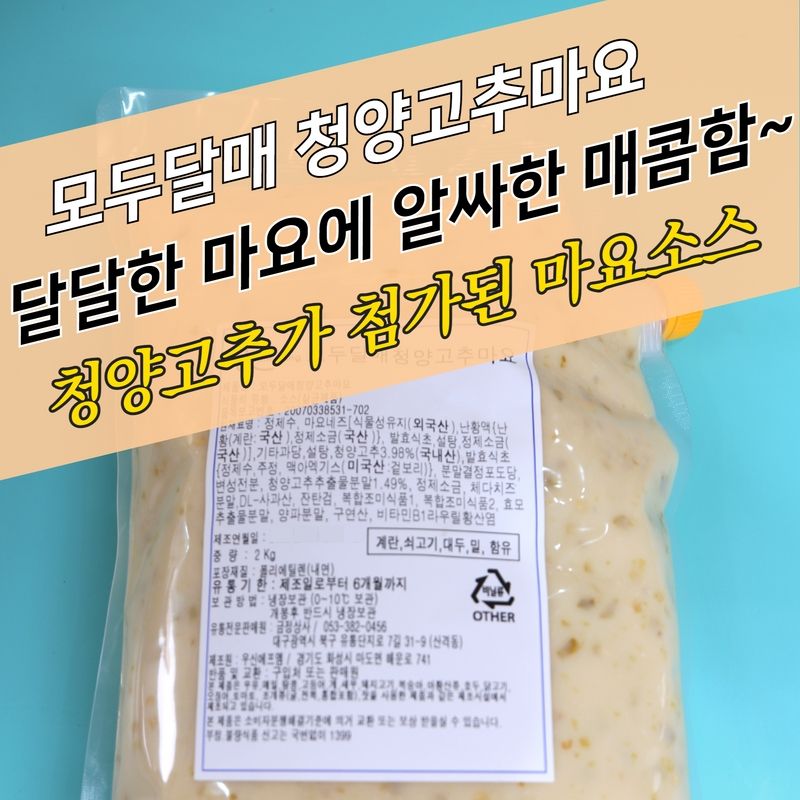 모두달매 청양고추마요소스 2KGX6봉지 BOX 청양마요 드레싱소스 - 상품 이미지