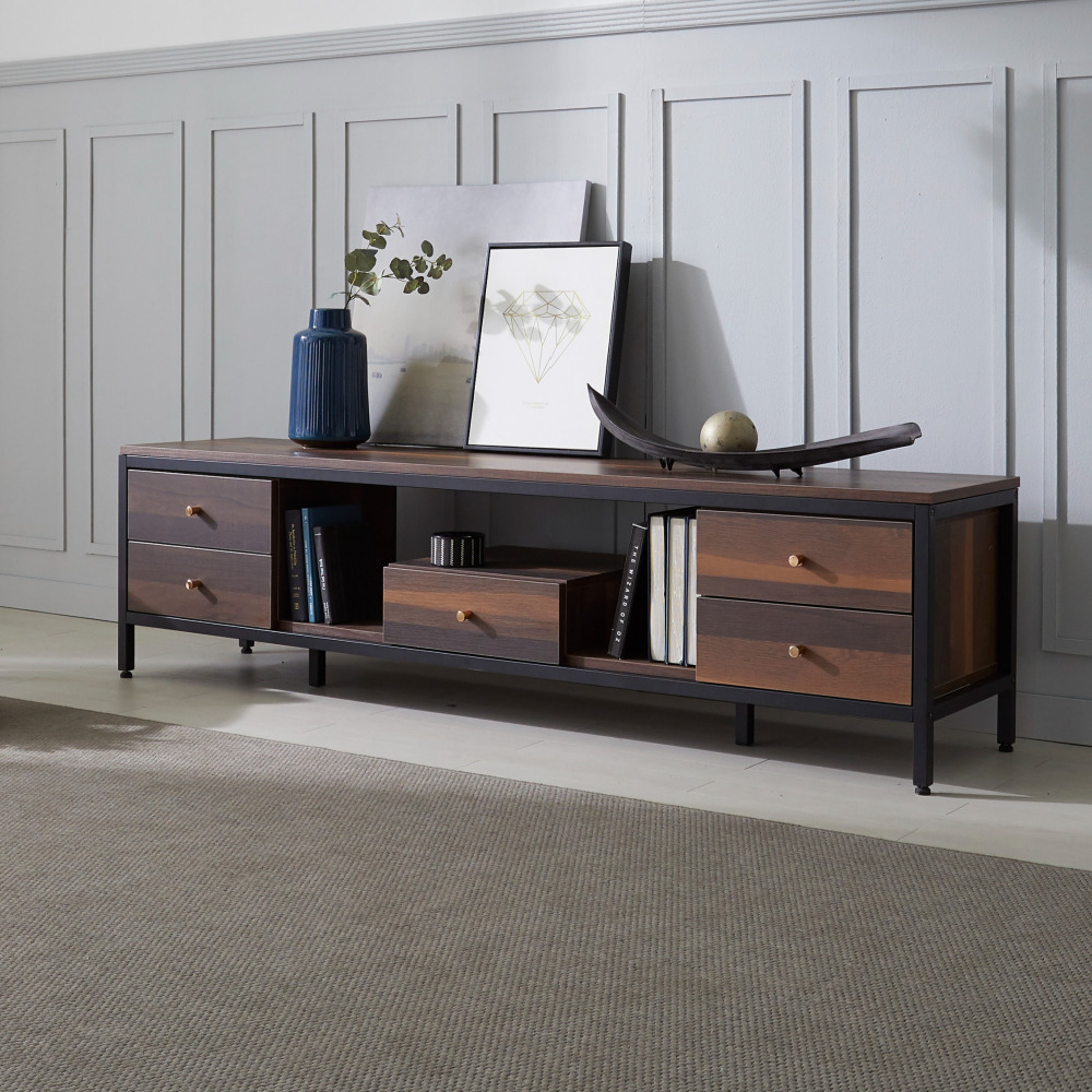 네 1800거실장 높은tv장테이블 멀바우 철제티비다이 오디오장식장