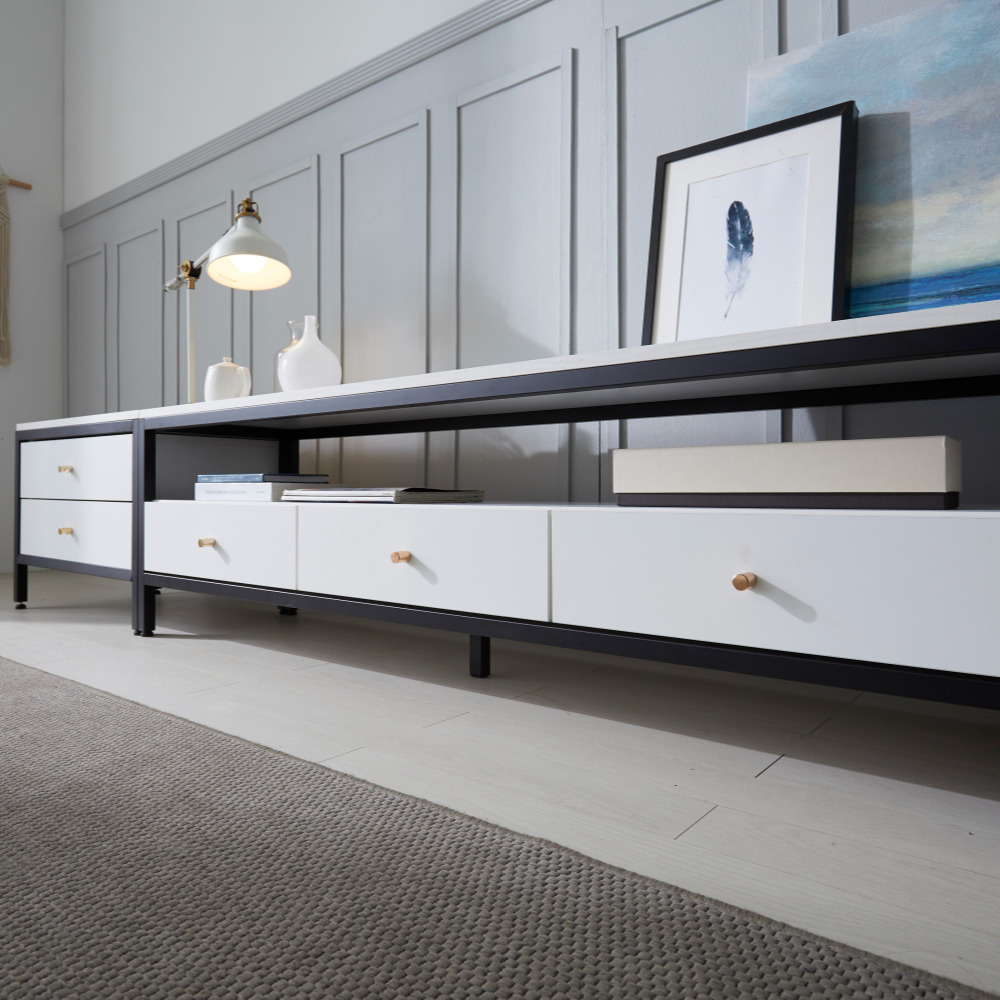 네 1600거실장 높은tv장테이블 멀바우 철제티비다이 오디오장식장