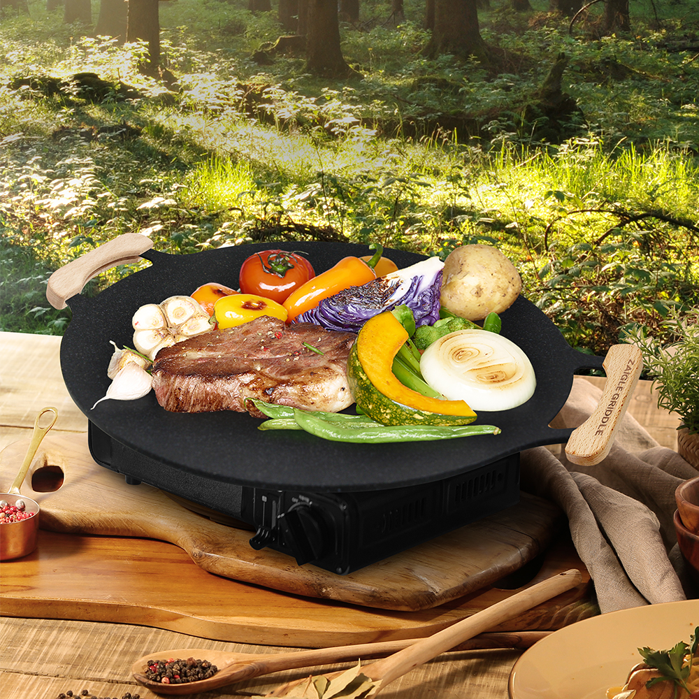 자이글 국산 캠핑 그리들 38cm 대형 불판 + 우드손잡이 + 가방 + 스텐요리돔 세트