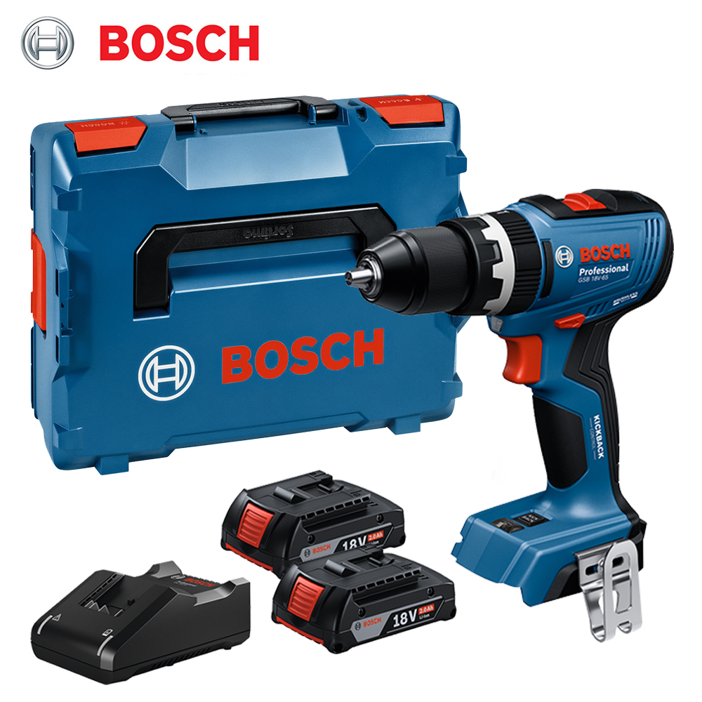 보쉬 충전 임팩트드릴 드라이버 세트 GSB18V-65 (2.0Ah) 배터리 2개