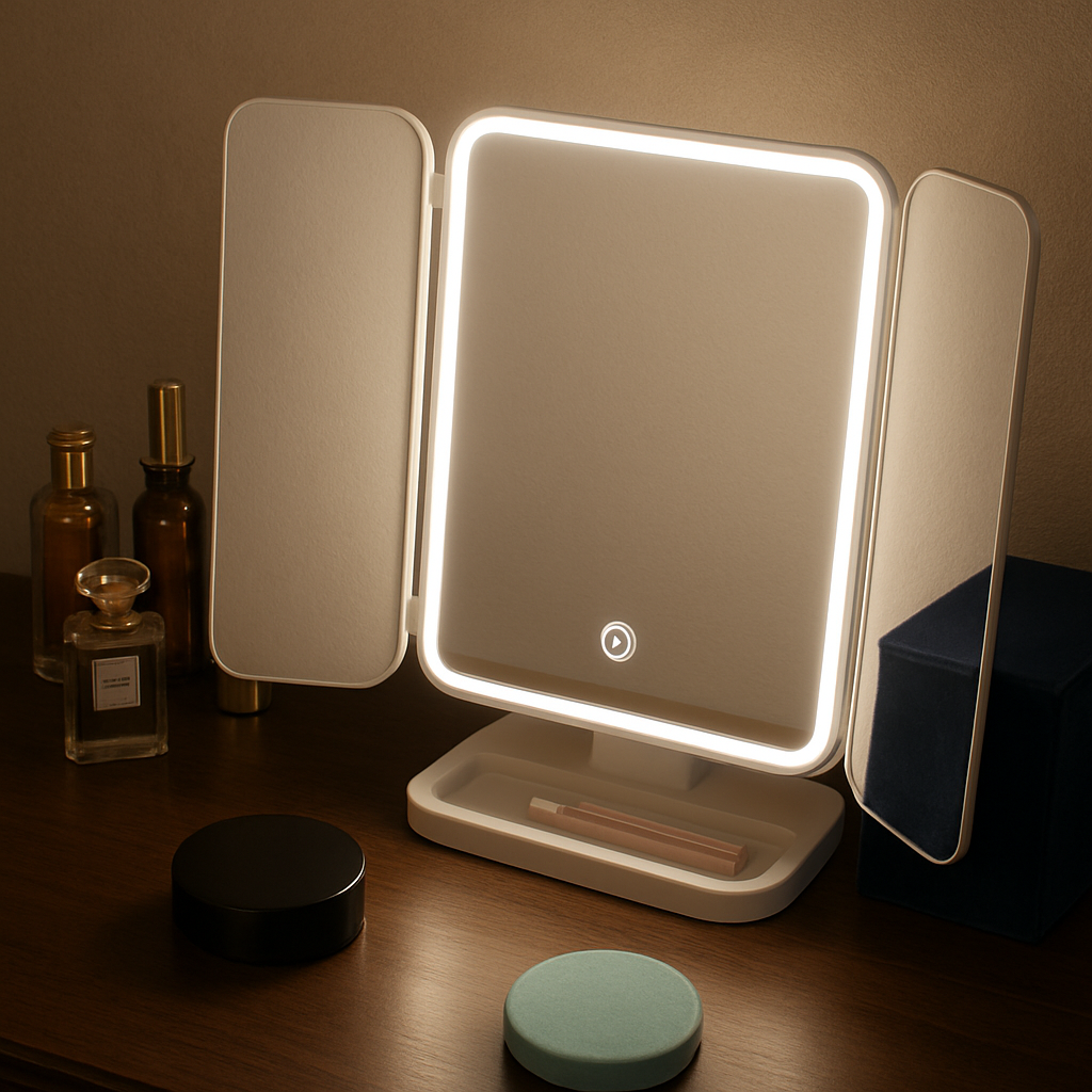 LED 탁상 거울 화장 메이크업 무선 접이식 화장대 여행용