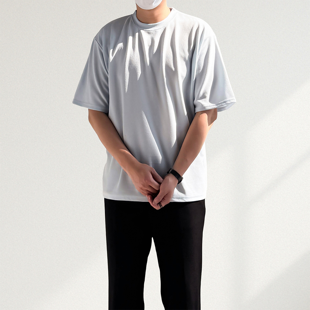 링클프리반팔티 무지티 쿨티 남자흰티 - 상세 이미지 4