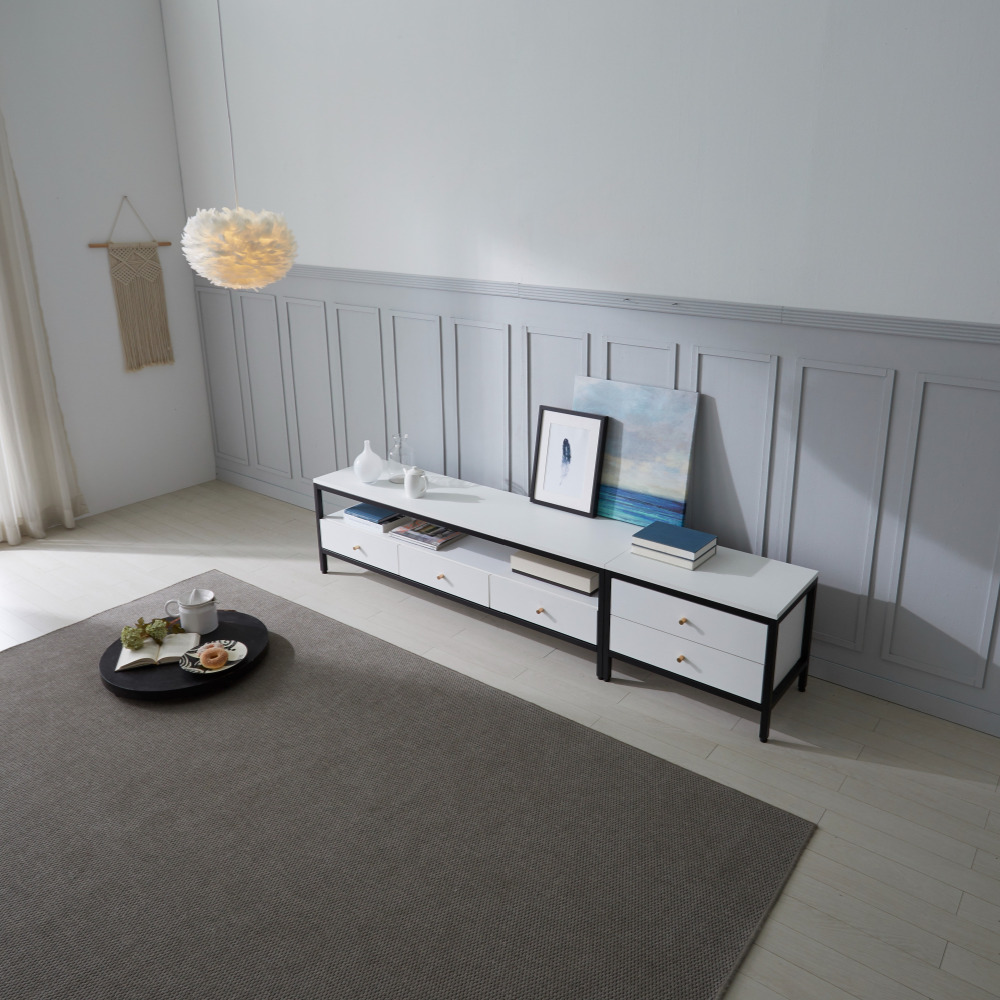 네 1600거실장 높은tv장테이블 멀바우 철제티비다이 오디오장식장