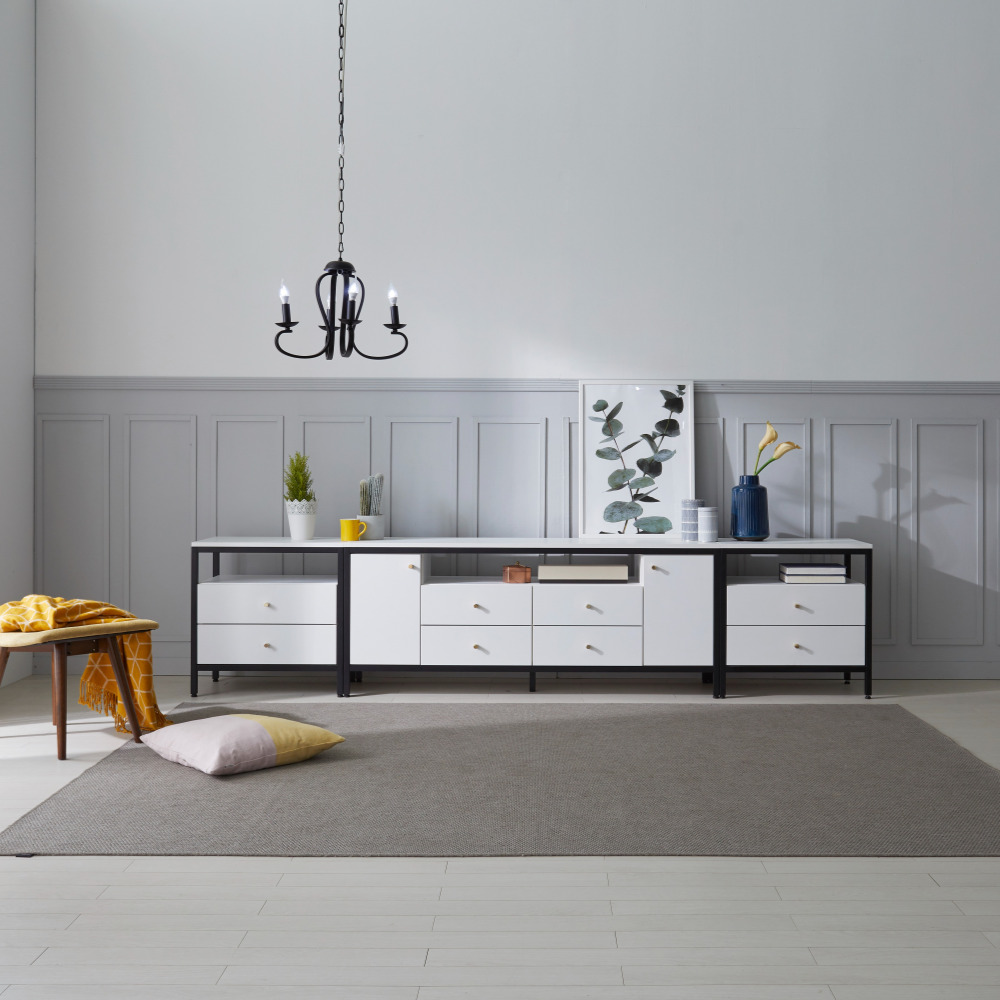 세 1600거실장 높은tv장테이블 멀바우 철제티비다이 오디오장식장