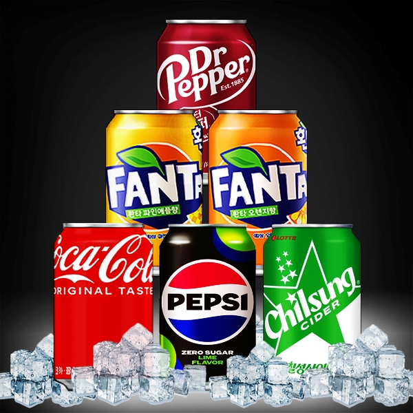 뚱캔 음료수 코카콜라 사이다 펩시제로 환타 파인오렌지 닥터페퍼355ml각2개12캔 캔음료
