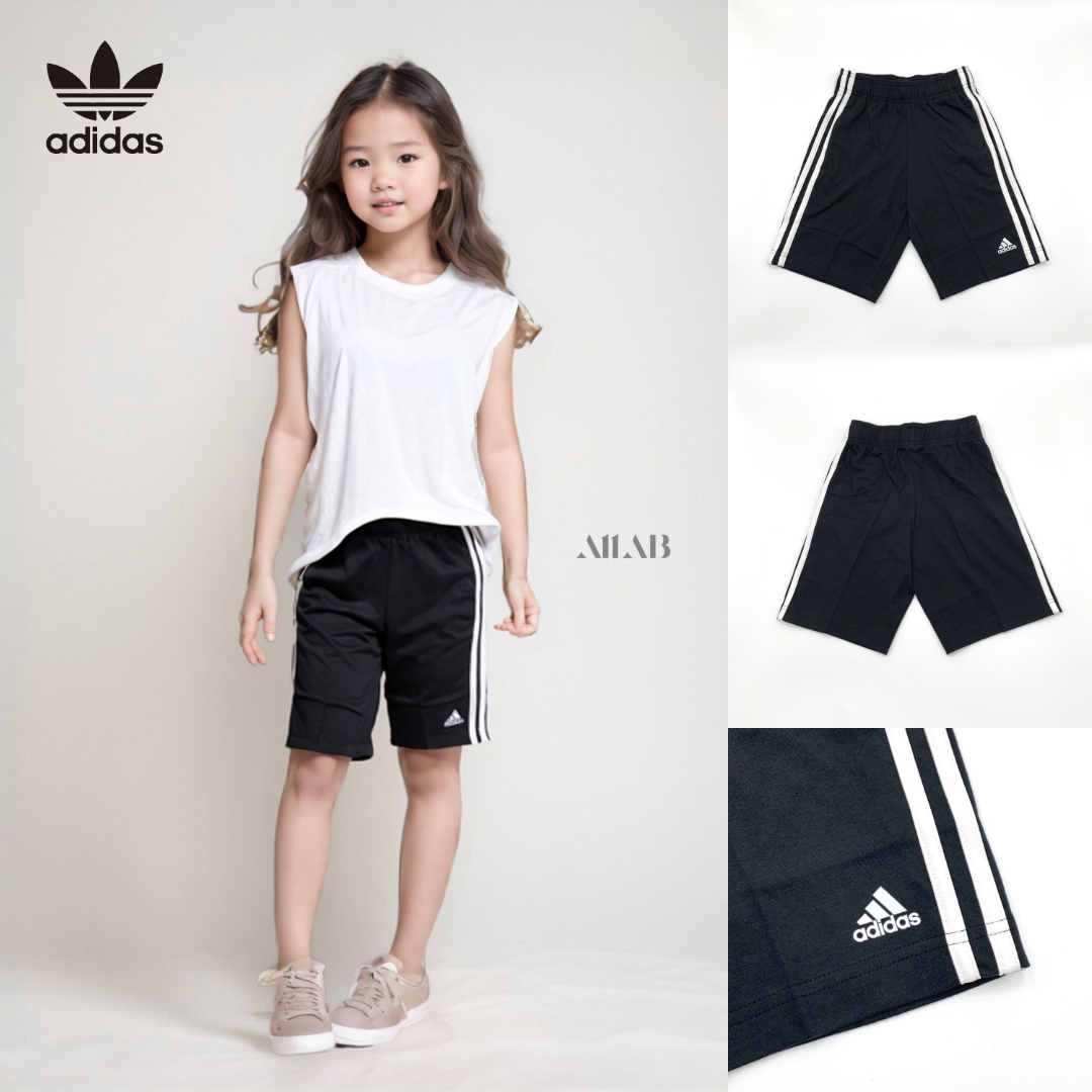 [오늘출발] 아디다스 키즈 반바지 에센셜 삼선 면 쇼츠 드라이핏 기능성 여름 블랙(화이트3선), 150