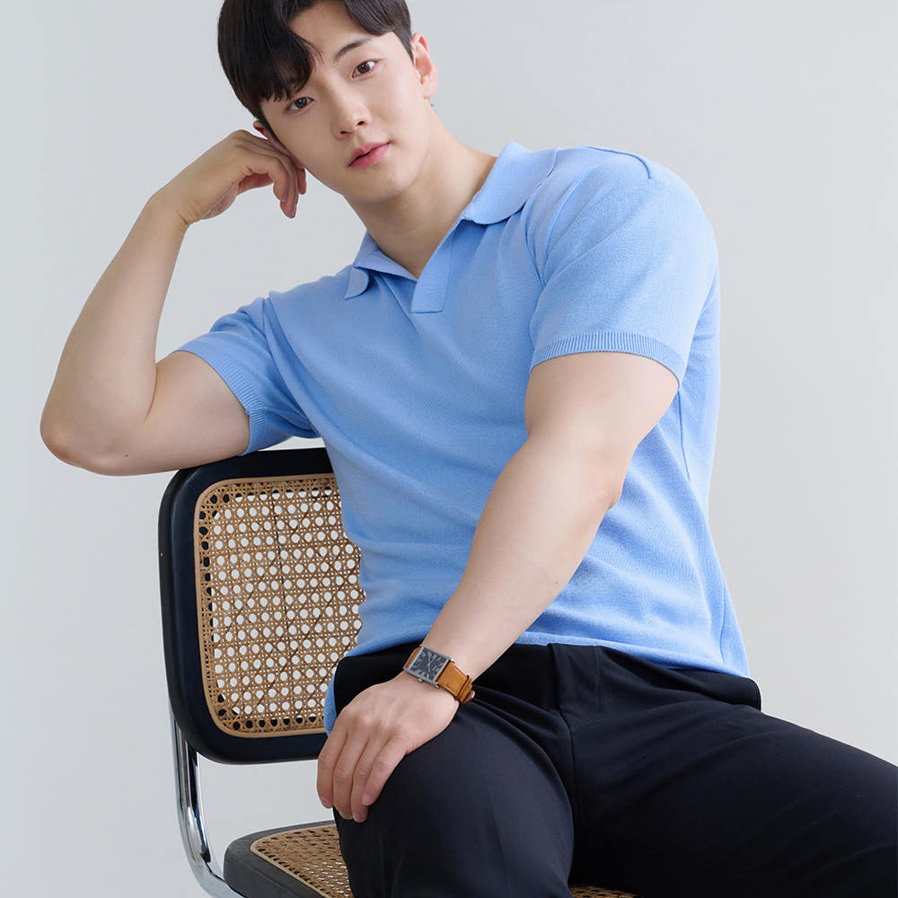 핵쿨남 남자 머슬핏 반팔 아이스 쿨링 오픈 카라 티셔츠