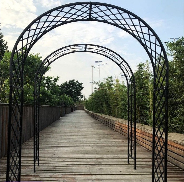 아치문 넝쿨 지지대 2m 화단 꾸미기 터널 전원주택 철제 제트 블랙120x40x220 - 상품 이미지