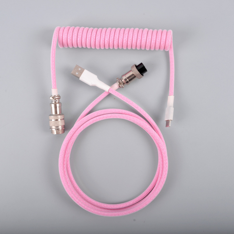 키보드 항공케이블 눈꽃케이블 키보드선 코일 C타입 USB 연결 핑크 3.0m - 상품 이미지