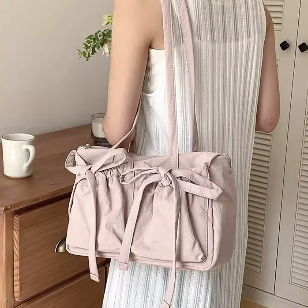 재니쓰홈 가벼운 숄더백 국민 기저귀가방 누빔 아기짐가방 아이보리 간편한 데일리백 출산가방